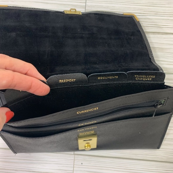 Travel Portfolio Black Leather Lockable Envelope Style - Picture 4 of 15